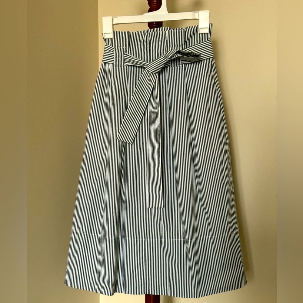 Club Monaco Cotton Skirt - Size 2 - Green & White Striped